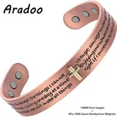 ARADOO Pulseiras De Punho De Cobre Puro Para Homens E Mulheres Pulseira De Cruz Magnética Cristã Joias Presentes