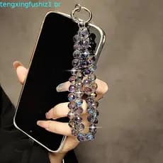 Corrente De Telefone Curta Elegante , Cordão Anti-Perda , Pulso Com Contas Feitas À Mão , Alça De Celular Para Mulheres