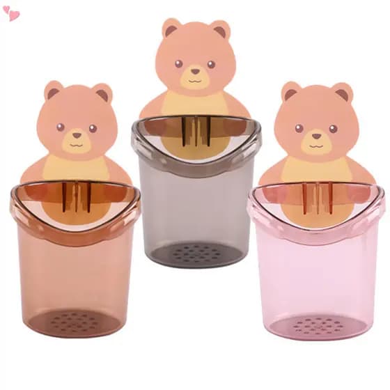 Porta-Escovas De Dentes , Dente Em Forma De Urso Plástico Montado Na Parede , Organizador De Armazenamento Para Escova D