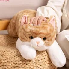 TIANCHUANG Imitação Deitado Gato Brinquedos De Pelúcia , Design Realista Simulação De Textura Peluda Recheado