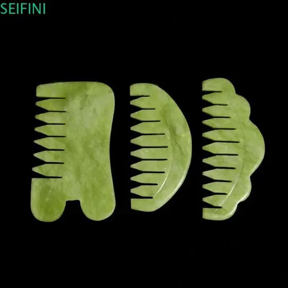 Pente De Massagem SEIFINI , Escova De Cabelo De Jade Natural Hsiuyen , Escultura Clássica Verde Gua Sha Board Stone