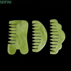 Pente De Massagem SEIFINI , Escova De Cabelo De Jade Natural Hsiuyen , Escultura Clássica Verde Gua Sha Board Stone