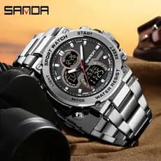 Relógio Militar De Quartzo SANDA Fashion Round Men Casual Analógico Criativo Digital Top Brand Luxury Chronograph EWRC