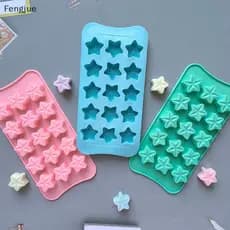 Molde de Silicone em Forma de Pentagrama com 15 Furos para Chocolate, Gelatina, Doces de Natal, Decoração de Bolo DIY K3