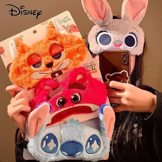 Máscara de dormir de pelúcia Disney Judy Nick, adequada para mulheres e casais, macia e bloqueia a luz, acessório confor