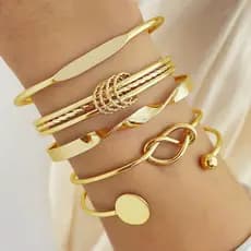 Conjunto de 5 pulseiras geométricas torcidas, adequado para mulheres, simples e empilhável, presente de joia da sorte 8F