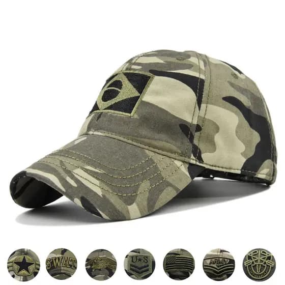 Boné de beisebol camuflado, boné masculino brasileiro de aba reta, boné trucker feminino e masculino, boné camuflado est