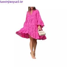 YYR-- Vestido De Verão Feminino Com Renda Vintage Bordado Solto Oco Fora Confortável E Elegante Mini Lady Supply