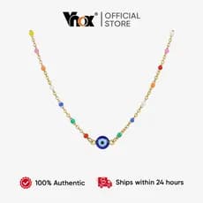Colar Feminino Vnox Olho Turco da Sorte, Corrente de Contas Olho Azul, Presente Amuleto da Sorte para Praia de Verão