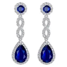 Brincos longos de prata 925 com zircônia cúbica azul, adequados para mulheres, luxuosos e elegantes, ideais para festas