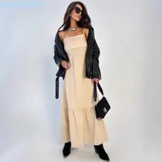 Vestido Longo Feminino Alcinha Decote Costas Nua Plus Size Elegante Casual Festa Praia Moda Verão
