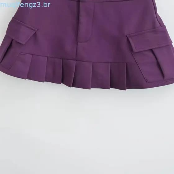 Kit 3 Shorts Saia Feminino Cargo Bolsos laterais Bengaline