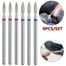 Brocas De Chama Para Unhas , 6 Peças , 3/32 " , Cutícula Limpa , Arquivo Eletrônico , Fresa Manicure , Pedi
