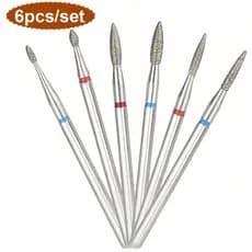 6 Pçs Forma De Chama Moinhos Russos Prego Brocas Conjunto , Cutícula Limpa Rebarba , Manicure Elétrica