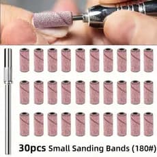 Conjunto De Faixas De Lixa Pequenas , 30 Peças Com Mandril De 1 Peça De 3.1 Mm Para Brocas De Unhas , De Unha Rosa