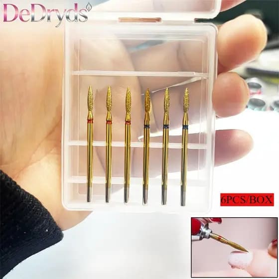 6 Pçs/Caixa Conjunto De Brocas De Unhas Russo Manicure Diamante Cabeça De Moagem Broca De Lixamento