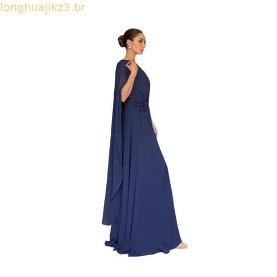 2026 europeu americano novo estilo ombro oblíquo Chiffon vestido de festa INS solto bainha grande saia longa feminina