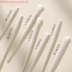 kit pincel maquiagem profissional ❣Cangzhou pincel de maquiagem creme branco Jade sombra conjunto portátil mancha deline