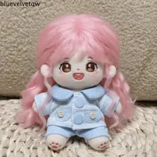 BLUEVELVETQW 1 Conjunto De Roupas De Boneca , Mini De Algodão Azul De 10cm , Vestir Terno Casual Bonito