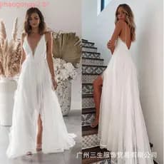 Elegante Vestido Longo de Renda Sem Mangas para Noivas e Madrinhas de Casamento R5096