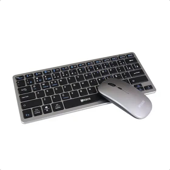 Kit Teclado e Mouse Sem Fio Bluetooth ABNT2 Bateria Recarregável Compatível Windows e Mac Prata