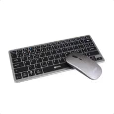 Kit Teclado e Mouse Sem Fio Bluetooth ABNT2 Bateria Recarregável Compatível Windows e Mac Prata