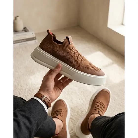 Tênis Slip On Knit Leve para o Dia a Dia masculino Casual Confortável Palmilhas P.U GEL Estiloso