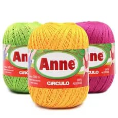 Fio de Algodão 100% Anne 500 Line Cores Sólidas 147g 500m TEX 295 para Tricô e Crochê