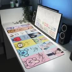 Mousepad BT21 BTS Personagens Kpop 80x30 Grande Antiderrapante Geek Desk Mat