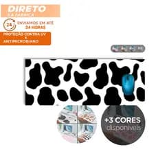 Mousepad Vaca Vaquinha Estampa Animal Print Preto 80x30