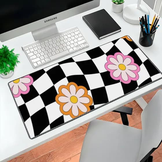 Mousepad Quadriculado Groovy Old School 80x30 Gamer Antiderrapante