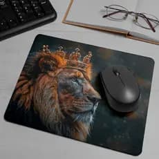MousePad Gamer Grande Desk Pad 80x30 e 25x18 Leão de Judá Cristo Rei Base Antiderrapante