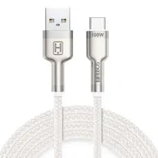 Cabo Hrebos Tipo C USB A Nylon Reforçado 100W Turbo Rápido Premium 1 Metro