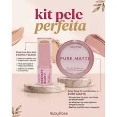 Base em Stick + Pó Matificante .. kit pele matte Ruby Rouse
