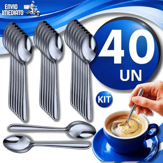 Jogo Colheres De Café Aço Inox Colherzinha Pequena 8,8 Cm Cozinha Talheres Cafeteria Buffet Talher
