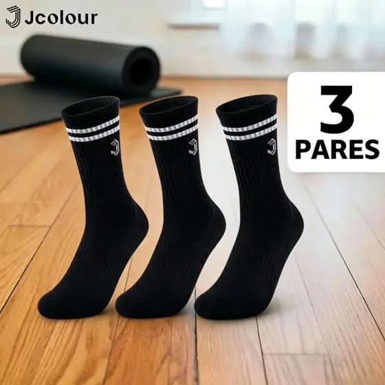Jcolour Kit 3 pares Meias Esportes Femininas Antiderrapantes Pilates Yoga Hidroginástica Academia Dança