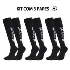 Jcolour Kit 3 Meião De Futebol Masculino Longas Toalha De Fundo Antiderrapante Esportiva Respirável