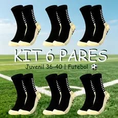 Kit 6 Pares Meias Esportivas Juvenil 36-40 | Futebol, Antiderrapantes Alta Qualidade respirável