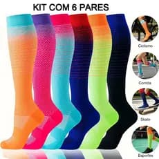 Jcolour 6 pares Meias Compressão Joelho Ciclismo Esport Alto Esportivas Diabetes Varizes Correndo