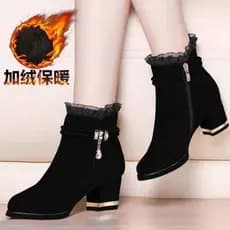 Botas Curtas de Salto Alto em Camurça para Mulheres Martin New Inverno 6385