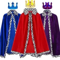 Fantasia de Cosplay de Rei Príncipe com Capa e Coroa para Adultos e Crianças, para Atividades Pais-Filhos, Festas e Apre