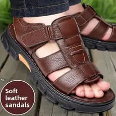Sandálias de Praia Masculinas CHC com Fecho de Velcro, Sola Grossa, Leves, Respiráveis, Meias-Sandálias 7N0Y 3841