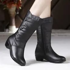 Botas Elegantes de Inverno Estilo Coreano, Salto Baixo, Cor Sólida, Forradas com Lã, Quentes, Tamanhos Grandes, para Uso