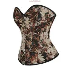 Corset Vintage Feminino Estilo Renascentista em Jacquard Sem Babados 3945