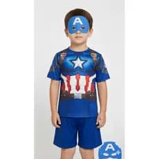 Fantasia Infantil de Super-Herói Capital America com Máscara e Capa