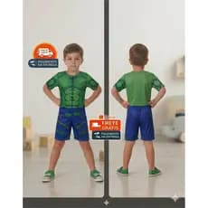 Fantasia Infantil Hulk Kids Confortavel Premium Luxo