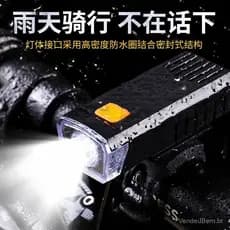 Nova luz de bicicleta à prova d'água para ciclismo noturno, luz frontal USB para uso externo, equipamento de carregament