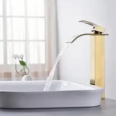Torneira Cascata Para Banheiro Misturador Monocomando Alta/Curto Dourado