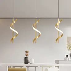 (3 cores em 1 luz) Lustre Pendente Luminária de Teto Led Dourado Decoração Minimalista Moderno para Sala Quarto Cozinha
