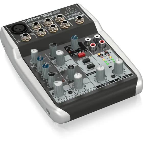 Mesa de Som 05 Canais Xenyx Mixer Analogico Q502 USB Console Behringer